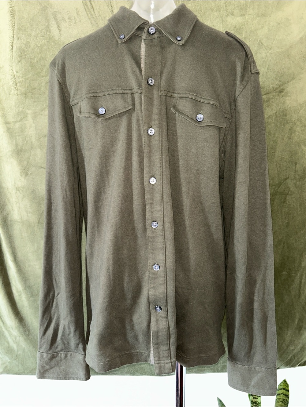Banana Republic Olive Green Military-Style Button Shirt Jacket